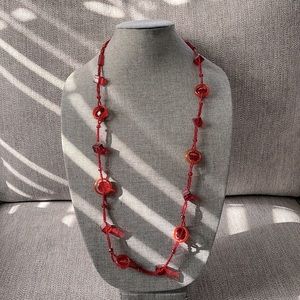 36” Red Glass Beaded Necklace